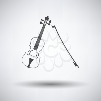 Violin icon on gray background, round shadow. Vector illustration.