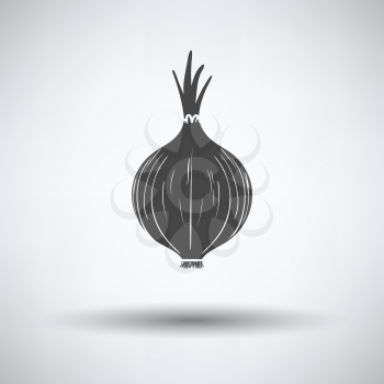 Onion icon on gray background, round shadow. Vector illustration.