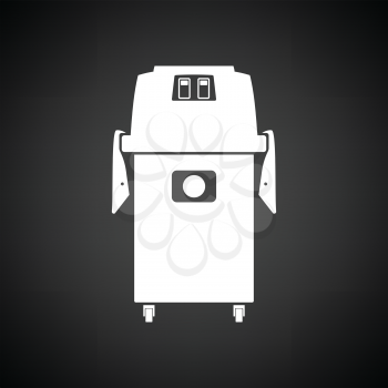 Vacuum cleaner icon. Black background with white. Vector illustration.