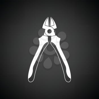 Side cutters icon. Black background with white. Vector illustration.