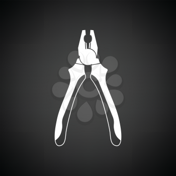 Pliers tool icon. Black background with white. Vector illustration.