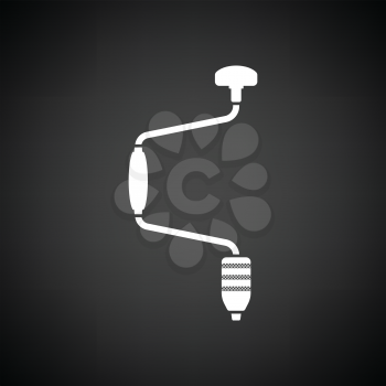 Auger icon. Black background with white. Vector illustration.