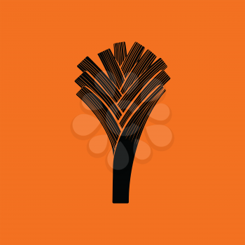 Leek onion  icon. Orange background with black. Vector illustration.