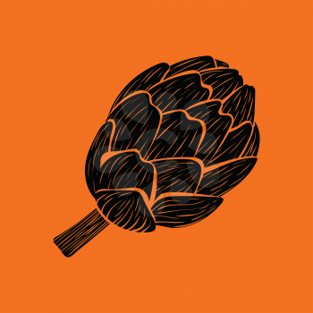 Artichoke icon. Orange background with black. Vector illustration.