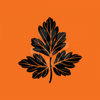 Parsley icon. Orange background with black. Vector illustration.