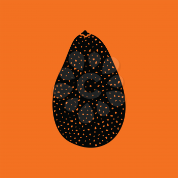 Avocado icon. Orange background with black. Vector illustration.