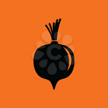 Beetroot  icon. Orange background with black. Vector illustration.