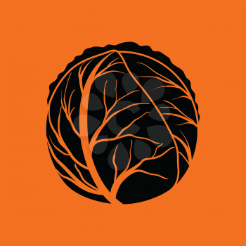 Cabbage icon. Orange background with black. Vector illustration.