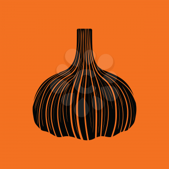 Garlic  icon. Orange background with black. Vector illustration.