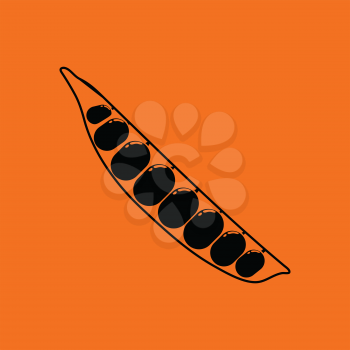 Pea icon. Orange background with black. Vector illustration.