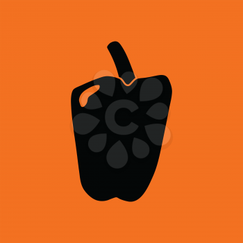 Pepper icon. Orange background with black. Vector illustration.