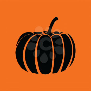 Pumpkin icon. Orange background with black. Vector illustration.