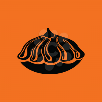 Bush pumpkin icon. Orange background with black. Vector illustration.
