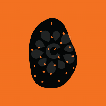 Potato icon. Orange background with black. Vector illustration.