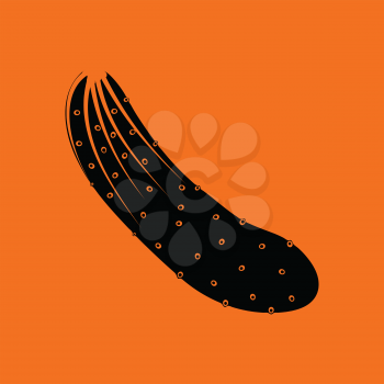Cucumber icon. Orange background with black. Vector illustration.