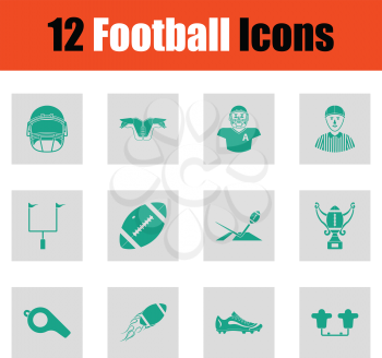 American football icon. Green on gray design. Vector illustration.