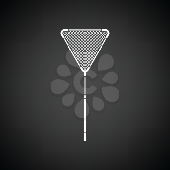 Icon of Fishing net . Black background with white. Vector illustration.
