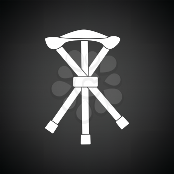 Icon of Fishing folding chair. Black background with white. Vector illustration.