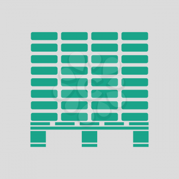 Icon of construction pallet . Gray background with green. Vector illustration.