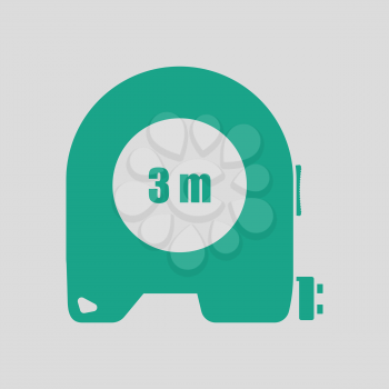 Icon of constriction tape measure. Gray background with green. Vector illustration.