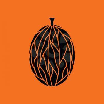 Icon of Gooseberry. Orange background with black. Vector illustration.