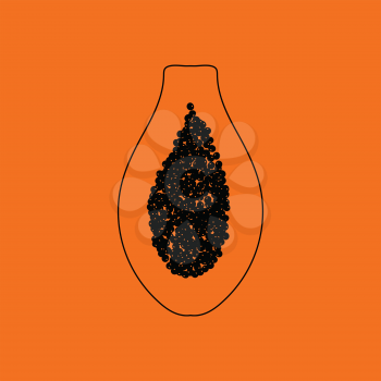 Icon of Papaya. Orange background with black. Vector illustration.