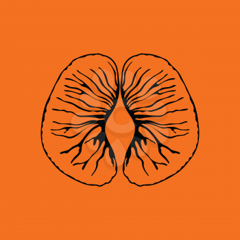 Icon of Mandarin. Orange background with black. Vector illustration.