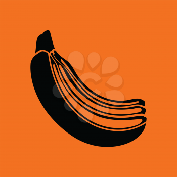 Icon of Banana. Orange background with black. Vector illustration.