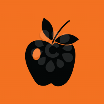 Icon of Apple. Orange background with black. Vector illustration.