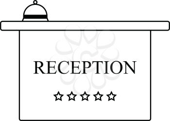 Icon of hotel reception desk with bell. Thin line design. Vector illustration.