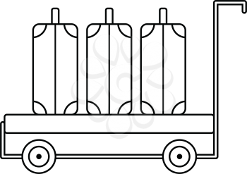 Icon of luggage cart. Thin line design. Vector illustration.