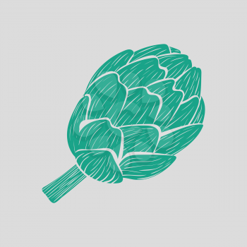 Artichoke icon. Gray background with green. Vector illustration.