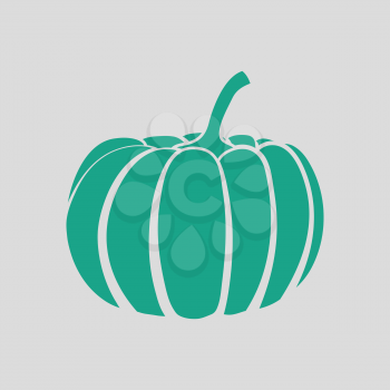 Pumpkin icon. Gray background with green. Vector illustration.
