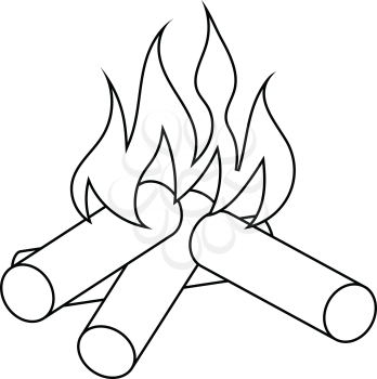 Icon of camping fire . Thin line design. Vector illustration.
