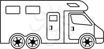 Icon of camping family caravan car. Thin line design. Vector illustration.