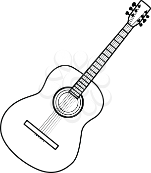 Icon of acoustic guitar. Thin line design. Vector illustration.