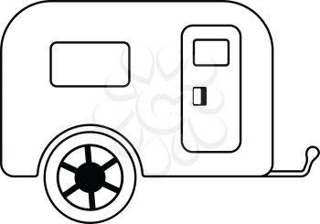 Icon of camping family caravan car. Thin line design. Vector illustration.