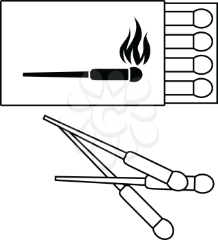 Icon of match box. Thin line design. Vector illustration.
