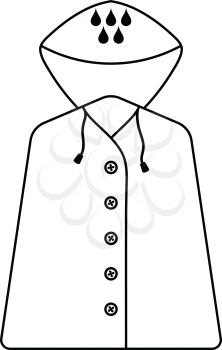 Icon of raincoat. Thin line design. Vector illustration.