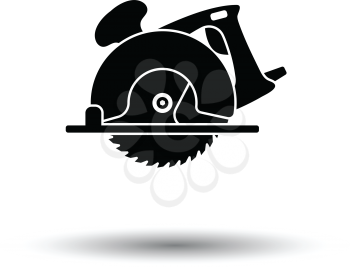 Circular saw icon. White background with shadow design. Vector illustration.