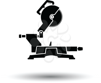 Circular end saw icon. White background with shadow design. Vector illustration.