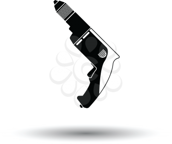 Electric drill icon. White background with shadow design. Vector illustration.