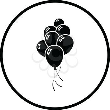 Party balloons and stars icon. Thin circle design. Vector illustration.