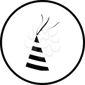 Party cone hat icon. Thin circle design. Vector illustration.