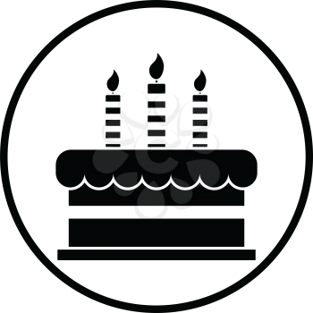 Party cake icon. Thin circle design. Vector illustration.