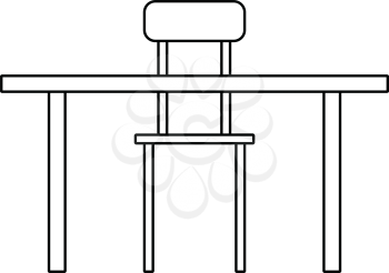 Icon of Table and chair. Thin line design. Vector illustration.
