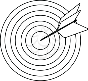 Icon of Target with dart. Thin line design. Vector illustration.