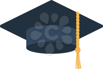 Graduation cap icon. Flat color design. Vector illustration.