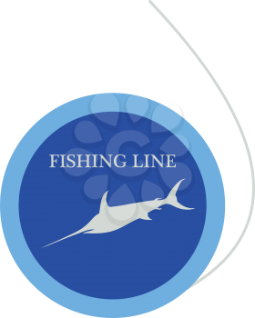 Icon of fishing line. Flat color design. Vector illustration.