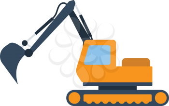 Icon of construction excavator. Flat color design. Vector illustration.